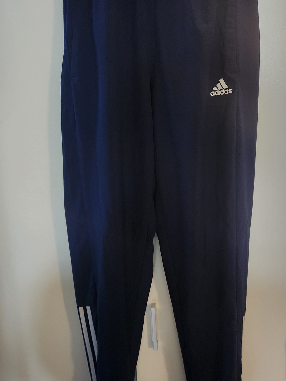 adidas Kids Navy Blue Track Pants with White Logo